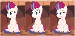 Size: 3469x1659 | Tagged: safe, artist:badumsquish, derpibooru exclusive, imported from derpibooru, zipp storm, pegasus, pony, spoiler:my little pony: a new generation, 3 panel comic, adorazipp, bedroom eyes, behaving like a bird, blushing, bored, chest fluff, comic, courtship, cute, female, flirting, fluffy, g4, g5, g5 to g4, generation leap, impossibly large chest fluff, looking at you, mare, mating dance, mountain, mountain range, my little pony: a new generation, notice me senpai, open mouth, peacocking, raised eyebrow, show accurate, sitting, smiling, smirk, solo, unshorn fetlocks, weapons-grade cute, wings