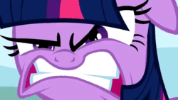 Size: 640x360 | Tagged: safe, imported from derpibooru, screencap, twilight sparkle, pony, unicorn, feeling pinkie keen, angry, animated, close-up, cute, cute when angry, extreme close-up, gif, gritted teeth, madorable, solo, teeth, this will not end well, twiabetes, unicorn twilight
