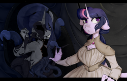 Size: 4005x2586 | Tagged: safe, artist:kisselmr, imported from derpibooru, twilight sparkle, alicorn, anthro, monster pony, unicorn, alternate universe, clothes, horror, mirror, tentacles, twilight sparkle (alicorn)