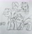 Size: 2931x3093 | Tagged: safe, artist:twiliset, imported from derpibooru, fluttershy, pinkie pie, rainbow dash, rarity, pegasus, pony, unicorn, behaving like a dog, blushing, butt sniffing, cute, pencil drawing, simple background, smelling, smiling, surprised, talking, traditional art