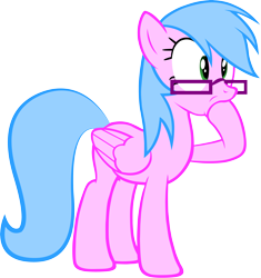Size: 4495x4783 | Tagged: safe, artist:sarahstudios11, imported from derpibooru, oc, oc only, oc:artie brush, pegasus, pony, female, glasses, hoof in mouth, mare, shrunken pupils, simple background, transparent background, vector, wings