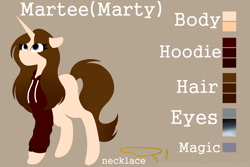 Size: 3000x2000 | Tagged: safe, artist:martiiee, imported from derpibooru, oc, oc only, oc:martee, pony, unicorn, clothes, female, floppy ears, hoodie, horn, jewelry, looking up, mare, necklace, reference sheet, sweater