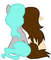 Size: 400x468 | Tagged: safe, artist:vivieart, imported from derpibooru, oc, oc only, oc:martee, oc:viv, pony, unicorn, female, floppy ears, mare, rear view, simple background, sitting, transparent background