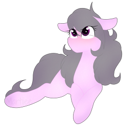 Size: 1775x1801 | Tagged: safe, artist:martiiee, imported from derpibooru, oc, oc only, oc:sweet tune, earth pony, pony, blushing, female, floppy ears, looking up, lying down, mare, prone, simple background, transparent background