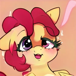 Size: 1024x1024 | Tagged: safe, imported from derpibooru, oc, oc only, unnamed oc, pony, ai content, ai generated, ambiguous race, big eyelashes, female, generator:thisponydoesnotexist, not apple bloom, solo