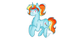 Size: 1920x1080 | Tagged: safe, artist:perrydoodles, imported from derpibooru, oc, oc only, oc:artie brush, pony, unicorn, :3, female, horn, mare, multicolored hair, paint, paintbrush, ponytail, rainbow hair, simple background, transparent background