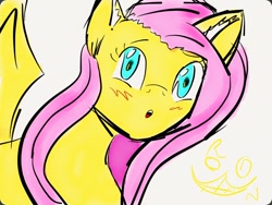 Size: 1024x768 | Tagged: safe, artist:rainbow-neko-chan, imported from derpibooru, fluttershy, pegasus, pony, blushing, female, looking at you, mare, simple background, white background, wings