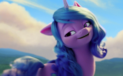 Size: 1280x800 | Tagged: safe, imported from derpibooru, screencap, izzy moonbow, pony, unicorn, spoiler:my little pony: a new generation, bedroom eyes, cropped, female, g5, mare, my little pony: a new generation, solo