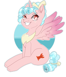 Size: 1016x1190 | Tagged: safe, artist:anisr, imported from derpibooru, cozy glow, alicorn, pony, alicornified, cozycorn, grin, looking at you, race swap, simple background, smiling, solo, transparent background