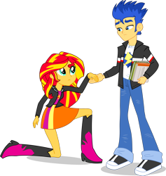 Size: 3042x3212 | Tagged: safe, artist:dustinwatsongkx, imported from derpibooru, flash sentry, sunset shimmer, human, equestria girls, female, flashimmer, male, shipping, simple background, straight, transparent background
