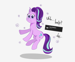 Size: 2400x2000 | Tagged: safe, artist:habiepon3, imported from derpibooru, starlight glimmer, pony, unicorn, cute, dialogue, floating, high res, levitation, looking at you, minecraft, simple background, solo