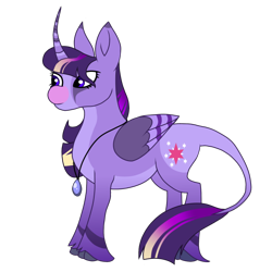 Size: 640x640 | Tagged: safe, artist:plasmaticia, imported from derpibooru, twilight sparkle, alicorn, pony, cloven hooves, colored wings, colored wingtips, curved horn, horn, leonine tail, redesign, simple background, solo, tail, transparent background, twilight sparkle (alicorn), wings