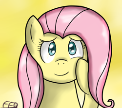 Size: 900x800 | Tagged: safe, artist:freefraq, imported from derpibooru, fluttershy, pegasus, pony, bust, smiling, solo