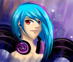 Size: 5200x4400 | Tagged: safe, artist:tao-mell, imported from derpibooru, dj pon-3, vinyl scratch, human, bust, female, headphones, humanized, solo