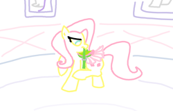 Size: 940x601 | Tagged: safe, artist:purblehoers, imported from derpibooru, fluttershy, pegasus, pony, biting, carousel boutique, female, frustrated, indoors, mare, ms paint, picture frame, raised hoof, saddle, solo, tack