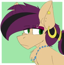 Size: 593x606 | Tagged: safe, artist:kirbirb, imported from derpibooru, oc, oc only, oc:pearl star, earth pony, pony, eyeshadow, jewelry, makeup, necklace, piercing, solo