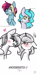 Size: 2000x4000 | Tagged: safe, artist:sirena-flitter, imported from derpibooru, oc, oc only, oc:artie brush, oc:perry notes, oc:star, oc:viv, pegasus, pony, unicorn, blushing, female, heart, horn, mare, simple background, smiling, white background, wings