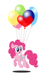 Size: 2669x4617 | Tagged: safe, artist:techrainbow, imported from derpibooru, pinkie pie, earth pony, pony, absurd resolution, balloon, female, floating, simple background, solo, then watch her balloons lift her up to the sky, transparent background, vector