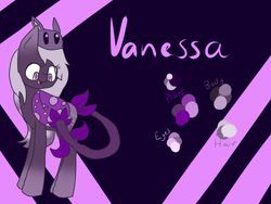 Size: 1600x1200 | Tagged: safe, artist:fictionwriter7980, imported from derpibooru, oc, oc only, oc:vanessa, earth pony, pony, female, leaf, looking down, mare, plant, reference sheet, text