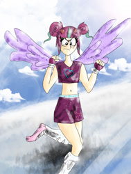 Size: 1280x1689 | Tagged: safe, artist:synamex, imported from derpibooru, sour sweet, human, equestria girls, crossover, exeron fighters, exeron gloves, exeron outfit, pony ears, wings