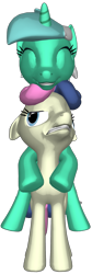 Size: 660x1973 | Tagged: safe, imported from derpibooru, bon bon, lyra heartstrings, sweetie drops, earth pony, pony, unicorn, 3d, amused, angry, bon bon is not amused, cute, duo, duo female, eyes closed, female, floppy ears, grin, gritted teeth, happy, looking up, lyra is amused, lyra riding bon bon, lyrabetes, lyrabon, ponies riding ponies, riding, shipping, simple background, smiling, teeth, transparent background, unamused