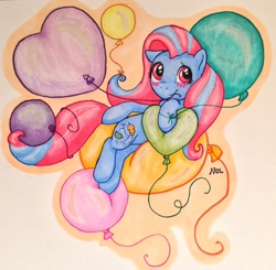 Size: 1310x1282 | Tagged: safe, artist:nocturneglow, imported from derpibooru, oc, oc only, oc:gentle breeze, earth pony, pony, balloon, cute, heart balloon, male, solo, stallion, that pony sure does love balloons