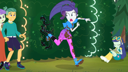 Size: 1920x1080 | Tagged: safe, edit, edited screencap, imported from derpibooru, screencap, blueberry cake, guy grove, rarity, starlight, starshine, human, equestria girls, equestria girls series, lost and pound, spoiler:eqg series (season 2), black vine, book, female, garden, geode of shielding, lost and pound: rarity, magical geodes, male, maze, mud, muddy, music festival outfit, neon garden maze, outdoors, running, scared, terrified