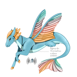 Size: 1920x1920 | Tagged: safe, artist:sheabeeprime, imported from derpibooru, oc, oc only, hybrid, pony, seapony (g4), fin wings, fins, fish tail, jewelry, looking at you, necklace, seaponified, simple background, smiling, solo, species swap, tail, transparent background, wings