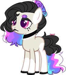 Size: 1111x1272 | Tagged: safe, artist:kurosawakuro, imported from derpibooru, oc, earth pony, pony, choker, female, magical lesbian spawn, offspring, parent:octavia melody, parent:rainbow dash, parents:octadash, simple background, solo, teenager, transparent background