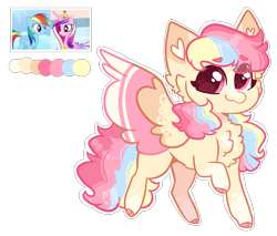Size: 1905x1622 | Tagged: safe, artist:moccabliss, imported from derpibooru, princess cadance, rainbow dash, oc, pegasus, pony, female, filly, foal, magical lesbian spawn, offspring, parent:princess cadance, parent:rainbow dash, parents:cadash, simple background, transparent background