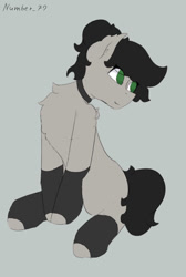 Size: 593x882 | Tagged: safe, artist:number_79, imported from derpibooru, oc, oc only, oc:blackie, pony, clothes, collar, female, sitting, sketch, socks, solo