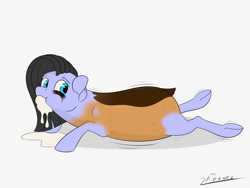 Size: 2560x1920 | Tagged: safe, artist:furnaise, imported from derpibooru, oc, pony, blushing, cream, eclair, eyebrow piercing, food, food transformation, inanimate tf, mid-transformation, open mouth, piercing, transformation, underhoof, wat