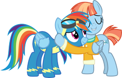 Size: 4655x3000 | Tagged: safe, artist:cloudy glow, imported from derpibooru, rainbow dash, windy whistles, parental glideance, .ai available, clothes, hug, simple background, transparent background, uniform, vector, wonderbolts uniform