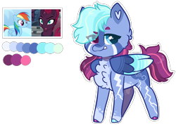 Size: 2304x1638 | Tagged: safe, artist:moccabliss, imported from derpibooru, rainbow dash, tempest shadow, oc, pegasus, pony, colored wings, magical lesbian spawn, multicolored wings, offspring, parent:rainbow dash, parent:tempest shadow, parents:tempestdash, simple background, transparent background, wings