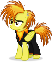 Size: 3383x4031 | Tagged: safe, artist:anime-equestria, imported from derpibooru, spitfire, pegasus, pony, alternate hairstyle, classy, clothes, ear piercing, female, lidded eyes, mare, piercing, scarf, show accurate, simple background, solo, transparent background, vector, wings