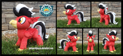 Size: 3825x1754 | Tagged: safe, artist:peruserofpieces, imported from derpibooru, oc, oc only, oc:thunder, hippogriff, beak, convention, irl, looking at you, male, mascot, photo, plushie, seaquestria fest, smiling, solo, standing, wings