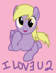 Size: 768x995 | Tagged: safe, artist:tolerance, imported from derpibooru, derpy hooves, pegasus, pony, /co/, 2010, 4chan, derp, female, looking at you, simple background, smiling, solo, style emulation, text
