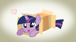 Size: 768x432 | Tagged: safe, artist:alfa995, artist:tolerance, imported from derpibooru, twilight sparkle, pony, unicorn, box, cardboard box, cute, daaaaaaaaaaaw, female, heart, mare, maru ponies, sliding ponies, solo, style emulation, twiabetes