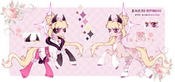 Size: 1920x901 | Tagged: safe, artist:dillice, imported from derpibooru, oc, oc only, pony, clothes, deviantart watermark, duo, female, mare, obtrusive watermark, rearing, reference sheet, scarf, watermark