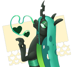 Size: 2472x2316 | Tagged: safe, artist:wild-thunder06, imported from derpibooru, queen chrysalis, changeling, heart, long tongue, looking at you, simple background, solo, tongue out, transparent background