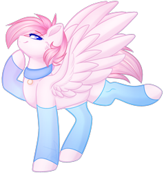 Size: 1786x1879 | Tagged: safe, artist:purplegrim40, imported from derpibooru, oc, oc only, pegasus, pony, choker, clothes, commission, leg warmers, pegasus oc, raised hoof, simple background, smiling, solo, transparent background, wings, ych result