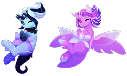 Size: 2000x1200 | Tagged: safe, artist:purplegrim40, imported from derpibooru, oc, oc only, alicorn, pony, alicorn oc, commission, duo, horn, simple background, smiling, transparent background, wings, ych result