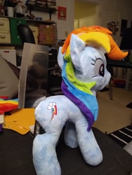 Size: 1536x2048 | Tagged: safe, artist:top plush, imported from derpibooru, rainbow dash, pegasus, pony, butt hold, cleaver, context in description, context is for the weak, female, irl, mare, no tail, photo, plushie, side view, solo, standing, wingless