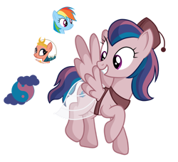 Size: 1280x1166 | Tagged: safe, artist:tenderrain-art, imported from derpibooru, rainbow dash, somnambula, oc, pegasus, pony, female, fez, hat, magical lesbian spawn, mare, offspring, parent:rainbow dash, parent:somnambula, simple background, transparent background