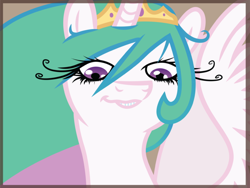 Size: 768x576 | Tagged: safe, artist:tolerance, imported from derpibooru, princess celestia, bust, faic, female, grin, portrait, smiling, smirk, smug, smuglestia, sneer, solo, spread wings, wings