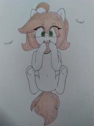 Size: 3120x4160 | Tagged: safe, artist:seylan, imported from derpibooru, oc, oc only, oc:cherro, earth pony, pony, food, sandwich, solo, traditional art