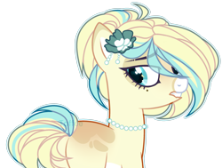 Size: 2819x2127 | Tagged: safe, artist:toffeelavender, imported from derpibooru, oc, oc only, earth pony, pony, base used, butt, eyelashes, female, flower, flower in hair, jewelry, mare, necklace, pearl necklace, plot, simple background, solo, transparent background