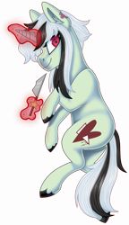 Size: 1208x2103 | Tagged: safe, artist:moonert, imported from derpibooru, oc, oc only, pony, unicorn, female, glowing, glowing horn, horn, knife, magic, mare, simple background, solo, telekinesis, transparent background, unshorn fetlocks