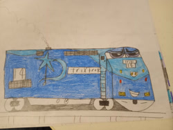 Size: 1280x960 | Tagged: safe, artist:caleboftherimer1881, imported from derpibooru, trixie, diesel locomotive, locomotive, solo, traditional art, train