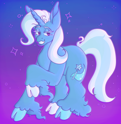 Size: 1280x1310 | Tagged: safe, artist:clouffy, imported from derpibooru, trixie, pony, unicorn, cloven hooves, colored eyelashes, solo, unshorn fetlocks